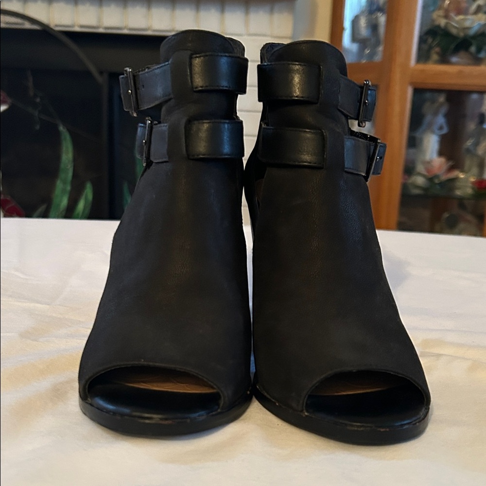 Gianni Bini Black Peep-Toe Ankle Booties
